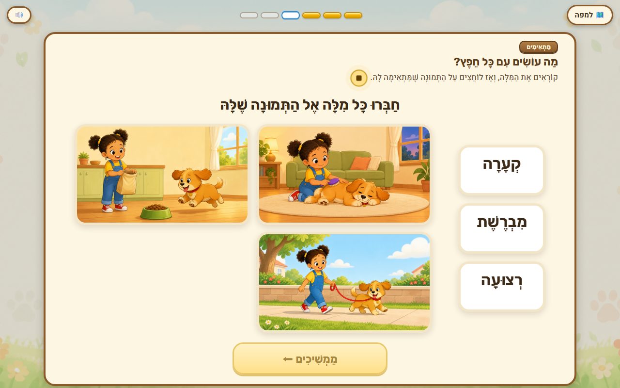 שלוש תמונות ושלוש מילים: קערה, מברשת, רצועה